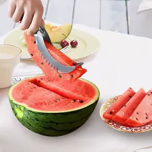3pc Watermelon Cutter Slicer Stainless Steel Cube Cutter Quickly Safe Knife Fun Fruit Salad Melon Cutter For Kitchen Gadget