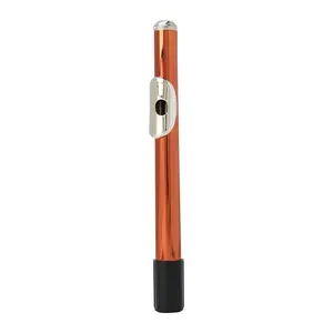 16-hole White Copper Metal Flute,1 Count Metal Flute with Orange Head Tube, Woodwind Instrument Accessories for Students and Professionals