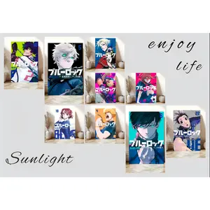 Passionate Anime Sports Soccer Canvas Art Blue Lock Printed Posters & Decorative Art Wall Art Cute Style Living Room Decor