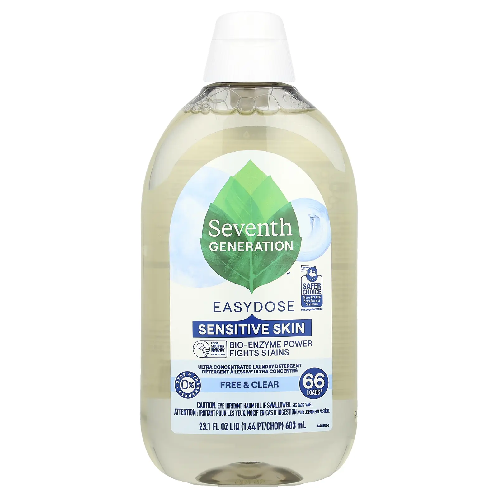 Seventh Generation Easydose, Ultra Concentrated Laundry Detergent, Free & Clear, 66 Loads, 23.1 fl oz (683 ml)