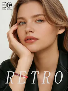 Elegant Women's Bracelet & Ring Set, Copper Enamel Silver Color Vintage Classic Design, Carving Craft + Contrast Colors, Perfect for Commuting & Parties