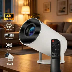Mini Portable Tabletop Pico Projector - 720P Full HD LED Projector with Android OS, 290 ANSI Lumens, Bluetooth 5.4, WiFi, Auto Keystone, 180° Rotatable, 130" Screen, Built-In Audio, Remote Control, Mount Compatible for Home Cinema, Gaming