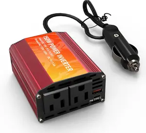 150W  Power Inverter, 12V DC to 110V/120V AC Inverter with 2 AC Sockets & USB-C Port for Phone Laptops Road Trip