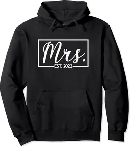 Mrs. Est. 2022 Married Wedding Wife Hubby Couple Mr Matching Pullover Hoodie - Farhadheid Shop 42B09PNJRKM9