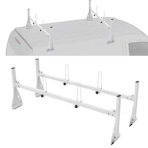 Father's Day Gift Spring new arrivals Trailer Ladder Rack, 59" Adjustable Roof Rack, 2 Crossbars Van Roof Ladder Rack, 600 lbs Capacity Steel Van Ladder Rack, Fit for Chevrolet Express 1500 2500 3500/ Ford E150 E250 E350/ GMC Savana