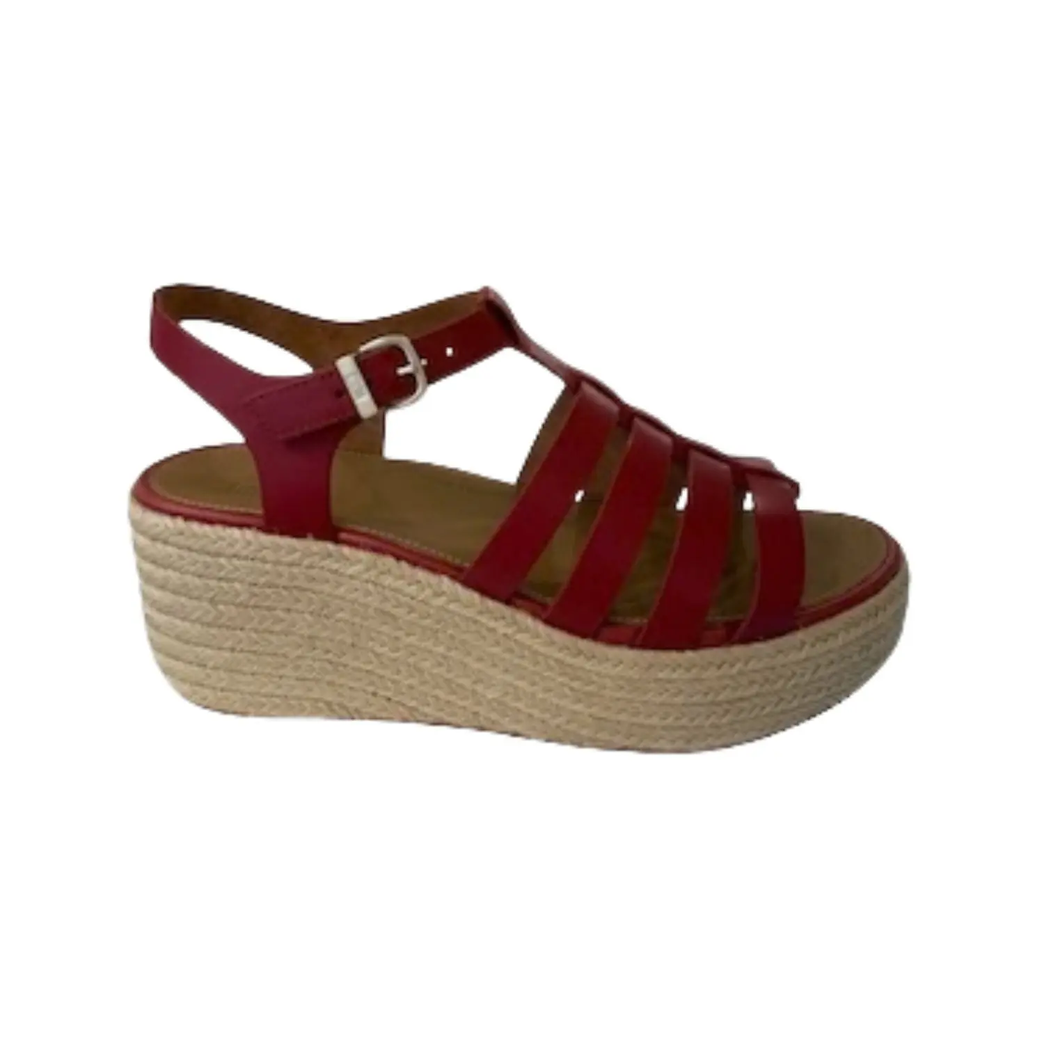 Women's FitFlop Platform Espadrille Sandals J119 - Open Toe, Wedge Heel, Buckle Strap, Leather Insole, for Casual Wear, Shoes