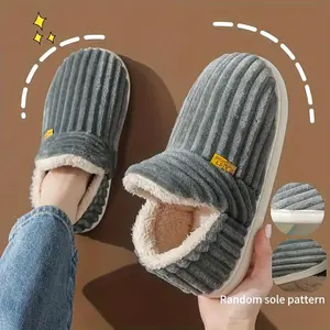 [Warm Solid Color Home Slippers] Solid Color Home Warm Slippers, Soft Sole Platform Plush Lined Cozy Shoes, Non-slip Bedroom Closed Toe mom & Pregnancy Shoes