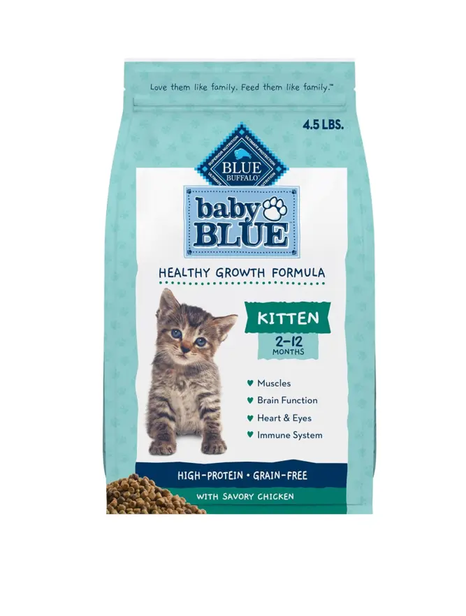 Baby Blue Natural Grain-Free Dry Food for Kittens, Healthy Growth Formula with DHA, High-Protein Savory Chicken Recipe, 4.5-lb Bag