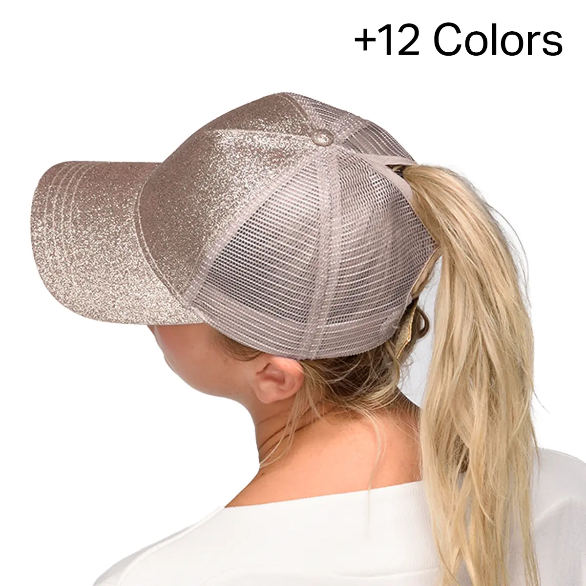 C.C Glitter Trucker Ponytail Cap for Women trucker hat dad  hat