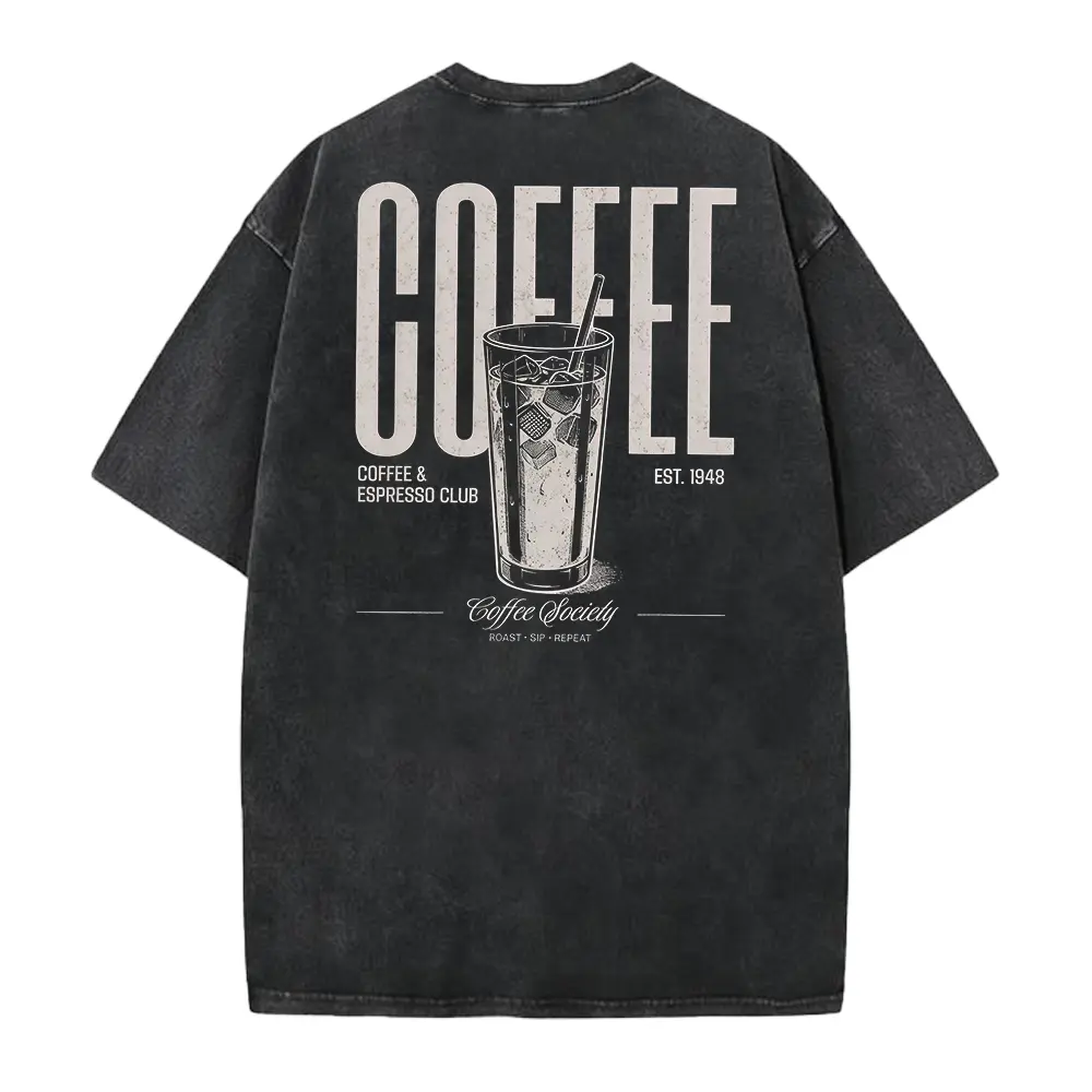 Retro Iced Coffee T-Shirt,Espresso Graphic Tee, Oversized Unisex