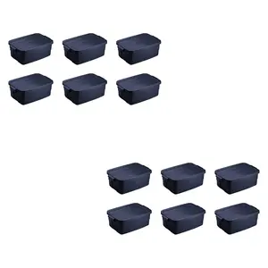 Rubbermaid 3 Gallon Stackable Storage Container, Dark Indigo Metallic (12 Pack)