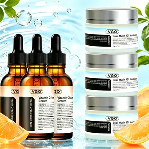 VGO Vitamin C Face Serum,Glow Up Skincare Set Snail Mucin 92% Moisturizer Daily Face Gel Cream for All Skin Types, 50g Hydrate Nourishing Facil Serum，30ml/ 60ml Comfort Skincare Face Serum Hydrating Gentle Face Set