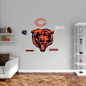 Chicago Bears - RealBig Head Logo Collection - Official NFL - Reusable Vinyl Wall Decals