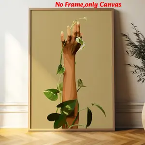1 pc, wall art, vintage poster, simple hand close-up print, vines wrapped around hands poster, vintage botanical painting, living room decor, bedroom decor aesthetic, apartment decor, housewarming gift, frameless, Artwork