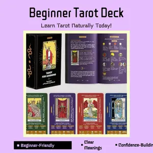 Tarot Deck for Learning - 78 Beginner Cards with Clear Meanings & Keywords for Self-Study & Confidence Building