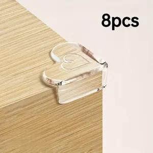 8pcs Heart-Shaped Transparent Corner Protectors, Durable PVC Nursery Furniture Safety Guards, Modern Decorative Edge Protection, Smooth Surface