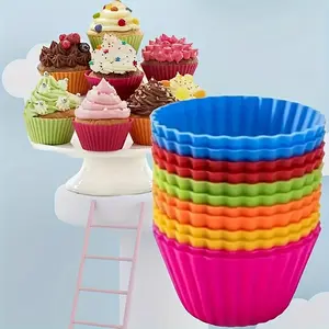 Silicone Muffin Cups Set, Reusable Baking Tools, Bakeware, Oven Safe Cupcake Molds, Kitchen Accessories, Perfect for Home & Bakery Use