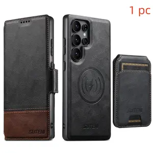 Samsung Galaxy S26 Ultra/s25 Ultra/s24 Ultra/s23 Ultra/s22 Ultra Leather Flip Case, Wireless Charging Support, Detachable Card Holder & Stand