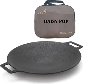 Korean BBQ Grill Pan 13-Inch Circular Non-Stick BBQ Grill Pan Bag Included for Grill Versatile for Home and Outdoor Use