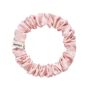 Baby Pink Ultra Skinny Scrunchie – 100% Pure Mulberry Silk, Perfect for All Hair Types