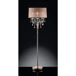 YYDS 62" Tall Floor Lamp "Rosie" w/ Silvery Pink finish and Crystal Accents, Shade