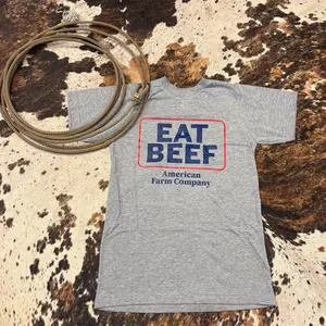 Eat Beef Graphic Western Tee T Shirt Ranch Style 100% Cotton 45799 1621