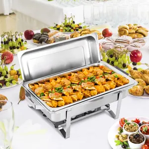 Segawe 8 Qt. Full Size Stainless Steel Chafing Dishes Set - Durable Frames, Sturdy Construction, Mess-Free Design, Mirror Finish Tableware for Serving, Kitchen & Dining Use