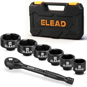 7-Piece Oil Filter Socket Wrench Set, 3/8'' Drive Oil Filter Cap Removal Tool, Oil-change Kit with 3/8'' Drive Ratchet Wrench Handle, Low Profile Filters Socket Set Compatible with Toyota BMW Honda