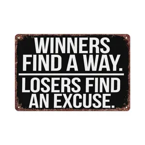 2D Flat 1pc 8*12 Inch Inspirational Action Vintage Metal Sign "Winners Find a Way" Studio Motivational H Decor, for Office, Studio, Gym, Study Room, etc., both a decoration and a source of spiritual motivation.