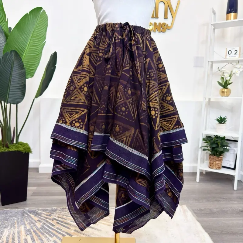 Adire Double Handkerchief skirt | Handwoven Aso-oke | African Print | Ideal for Casual Occasions