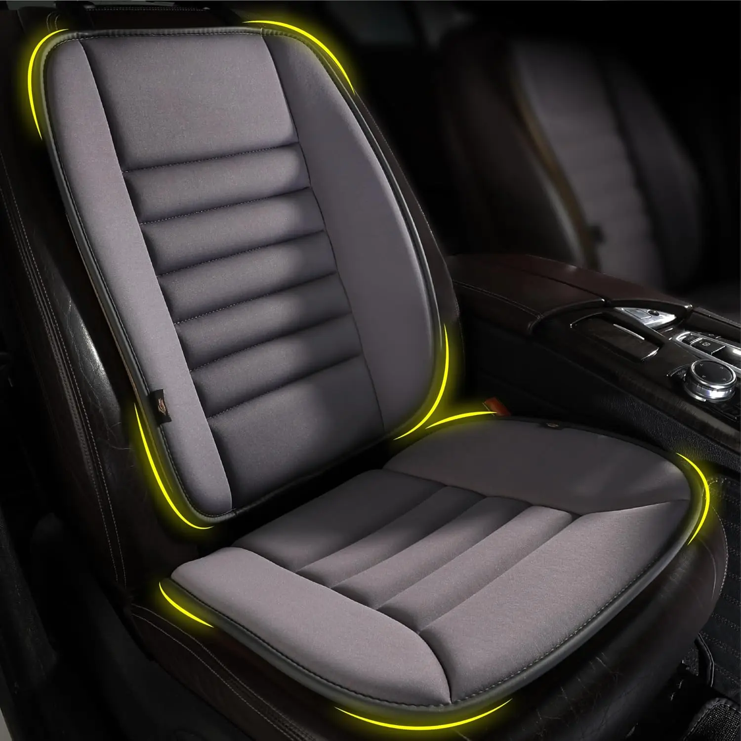 100% Memory Foam Car Seat Cushion with Back Support - Firm, Breathable Fabric, Ergonomic Lumbar Accessory for Cars, Driving, Fits Easily, Pain Relief Pad for Drivers