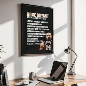 Kobe Bryant 10 Rules Poster Motivational Lakers Wall Art