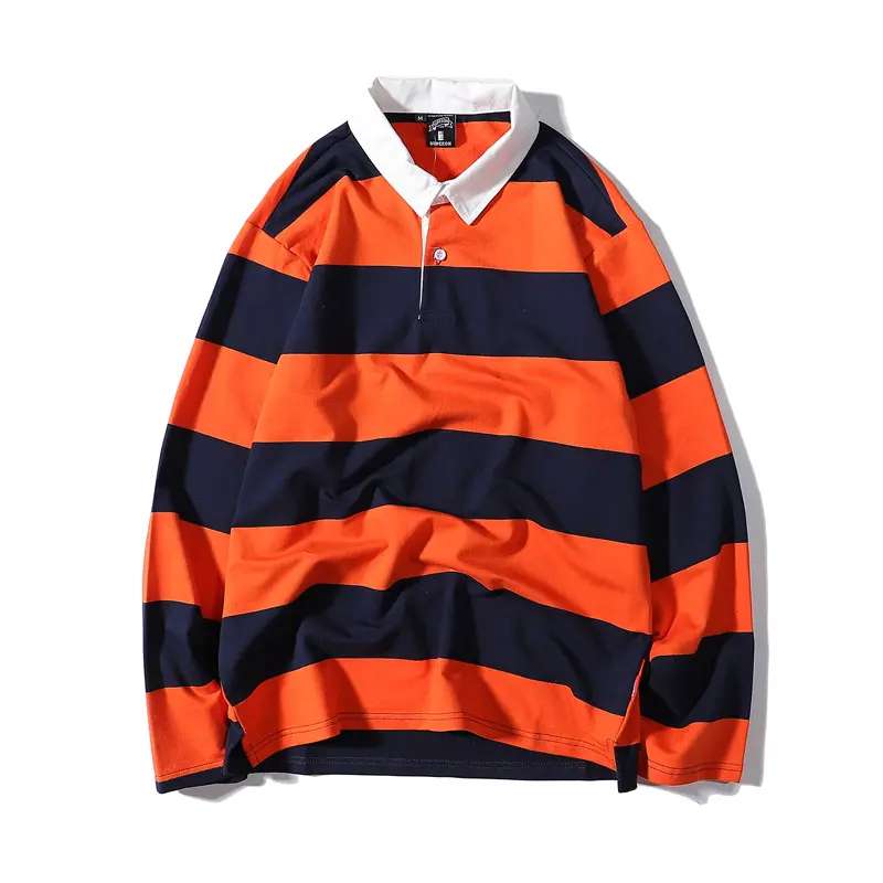 Striped Lapel Sweater Long-sleeved T-shirt Men Striped Lapel Sweater Long-sleeved T-shirt Men