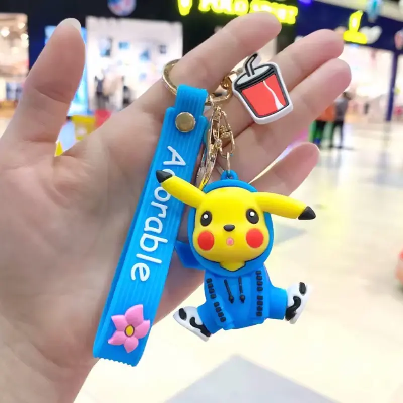 Pikachu in Clothing Pokemon Keychain Blue Hoodie