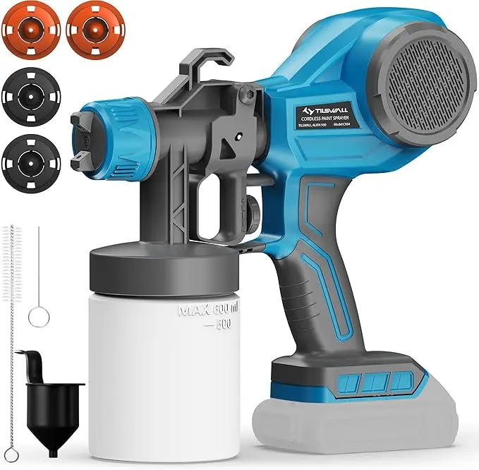 Tilswall Alien500 Cordless Handheld Paint Sprayer, Electric HVLP Spray Gun with Sprayer Nozzle, Lightweight Powerful DIY Home Tool for Walls, Furniture - Easy to Use, Father's Day Gift, Handheld Sprayer