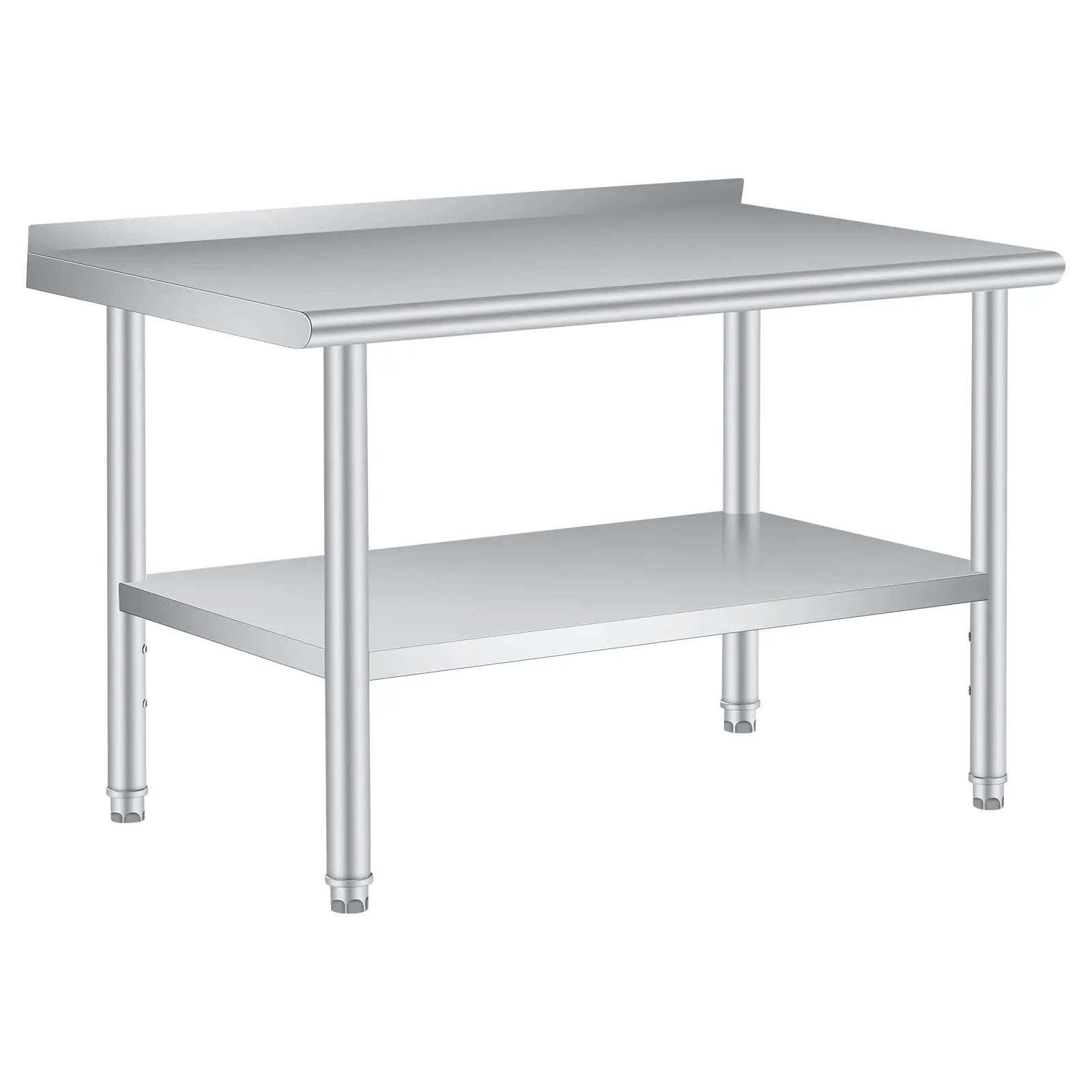 Garvee Stainless Steel Prep Table, 60 x 24 in, with Backsplash, Adjustable Undershelf, Commercial Heavy Duty Table with Adjustable Under Shelf for Outdoor Use,Restaurants,Hotels,Works