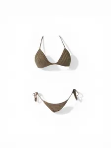 Handmade Beige Crochet Bikini Set Festival Beach Boho Swimwear