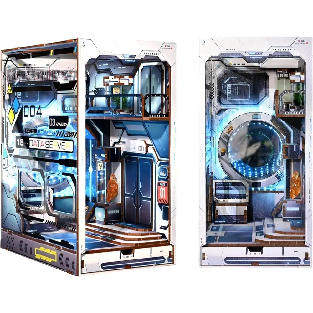 Cyber Style LED-Tech 3D Puzzle Kit, DIY Book Nook, Cool Bookshelf Insert, Alien HUB, Creative Home Decor, Fun Educational Toy