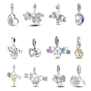 MULA Family and Friendship Jewelry - 925 Silver Heart Pendant with Zirconia, Fits All Pandora Bracelets and Necklaces, Best Gift for Girls and Women