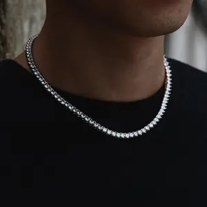 Three Prong Tennis Chain Necklace for Men and Women, Elegant and Luxurious Design, High-Quality Material
