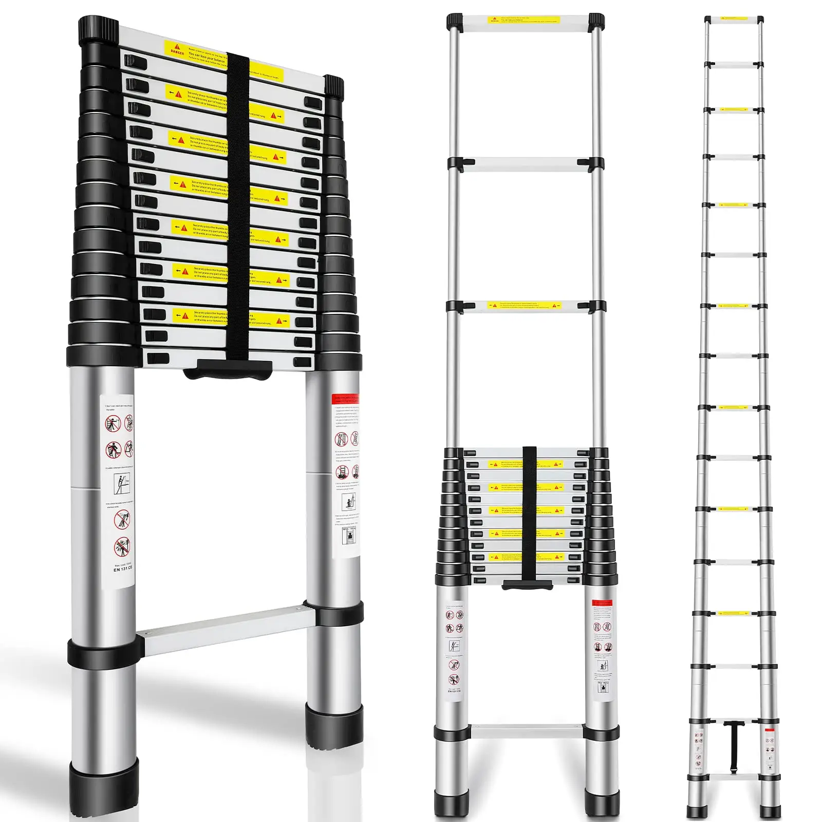 Telescopic extension ladder,aluminium one-touch telescopic folding with non-slip feet,portable multi-purpose indoor outdoor work ladder folding ladder