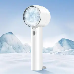 Handheld Portable Turbo Fan with Cold Compress,  2 in 1 Hand Held & Desk Fan, 4200mAh  Rechargeable Mini Personal Travel Fan for , Office, Outdoor, Makeup (White)