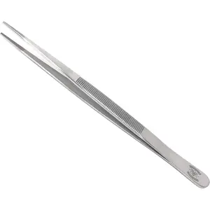 High Precision Stainless Steel Lab Tweezers/Forceps with Straight Broad Strong Point (6 in.)