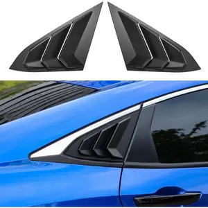 for 10th Gen Civic Rear Side Window Louvers Racing Style Triangular Window Glass Blinds Compatible with Honda Civic Sedan 2021 2020 2019 2018 2017 2016 -Matt Black