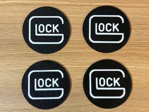 Glock Themed 3D Printed Coaster Set 4 Free Holder Tactical Gun Pistol Decor