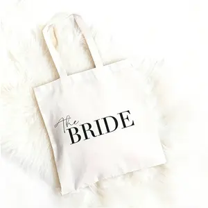 Bride Canvas Tote Bag, Wedding Party Gift, Bridal Storage Bag, Cute Wedding Present, Essential Wedding Bag, Minimalist Bride Tote