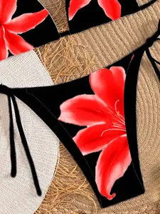 Swim Mod Springbreak Knitted Party/Going Out/Dancing, Summer Cute & Sexy Solid Color Women Bikini Set With Drawstring And Bandage, Elegant Summer Swimwear