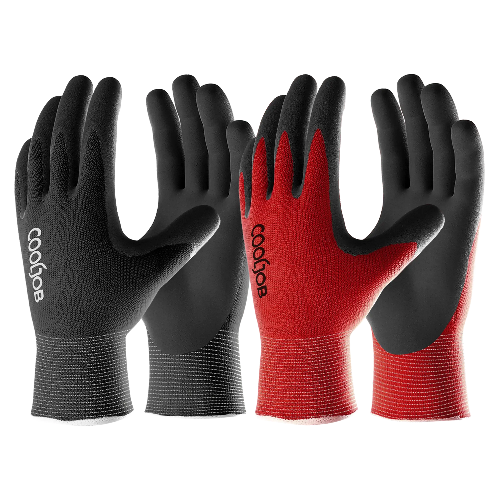 COOLJOB Men's Large Stretchy Breathable Soft Micro Foamed Latex Coated Gardening Gloves with Elastic Long Cuff, Polyester - Reusable 2/6 Pairs Pack for Gardeners - Garden Weeding, Mechanic Work, Driving - Hand Wash Compatible