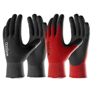 COOLJOB 2/6/12 Pairs Gardening Gloves for Men, Breathable Rubber Coated for Garden Weeding Landscaping