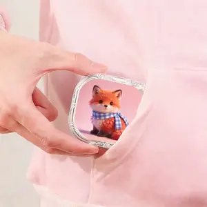 Blue White Plaid Scarf Red Fox Printed Retainer Box, Ins Style Denture Storage Box, Multi Scene Universal Orthodontic Retainer Box, Lightweight Drop Resistant Invisible Braces Box